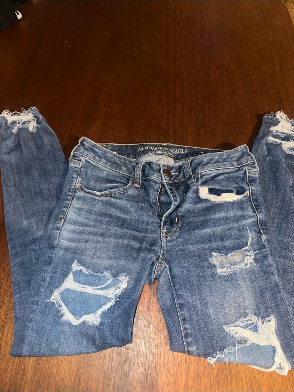 American Eagle Outfitters Ripped Skinny Jeans - Medium Blue